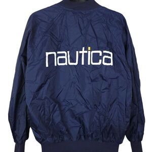 Nautica Satin Bomber Jacket Vintage 90s Streetwear Spell Out Mens Size Large
